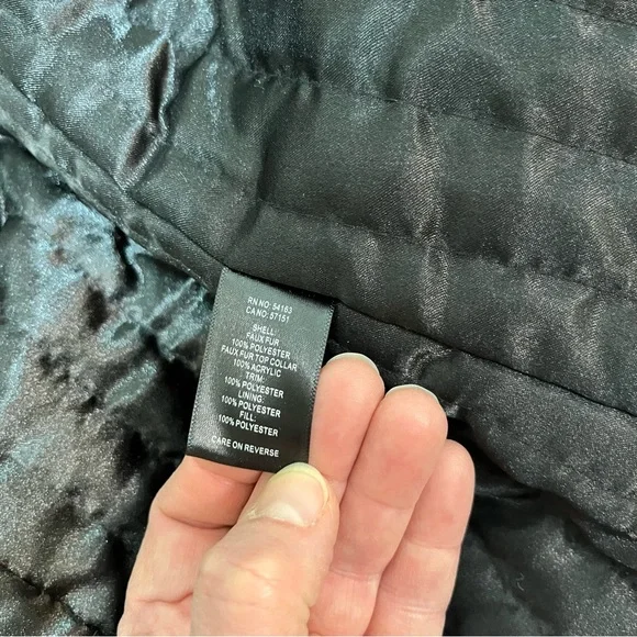 Women's Black Faux Fur Zip-Front Coat with Fur Collar Marc New York 2x NWT - Picture 12 of 15